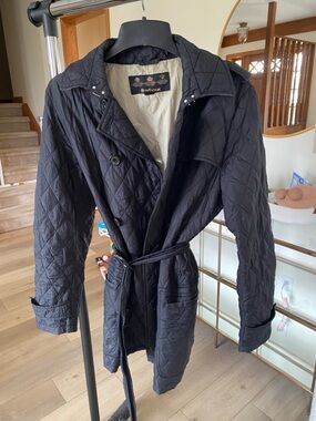 Barbour Black Quilted Belted Trench Jacket